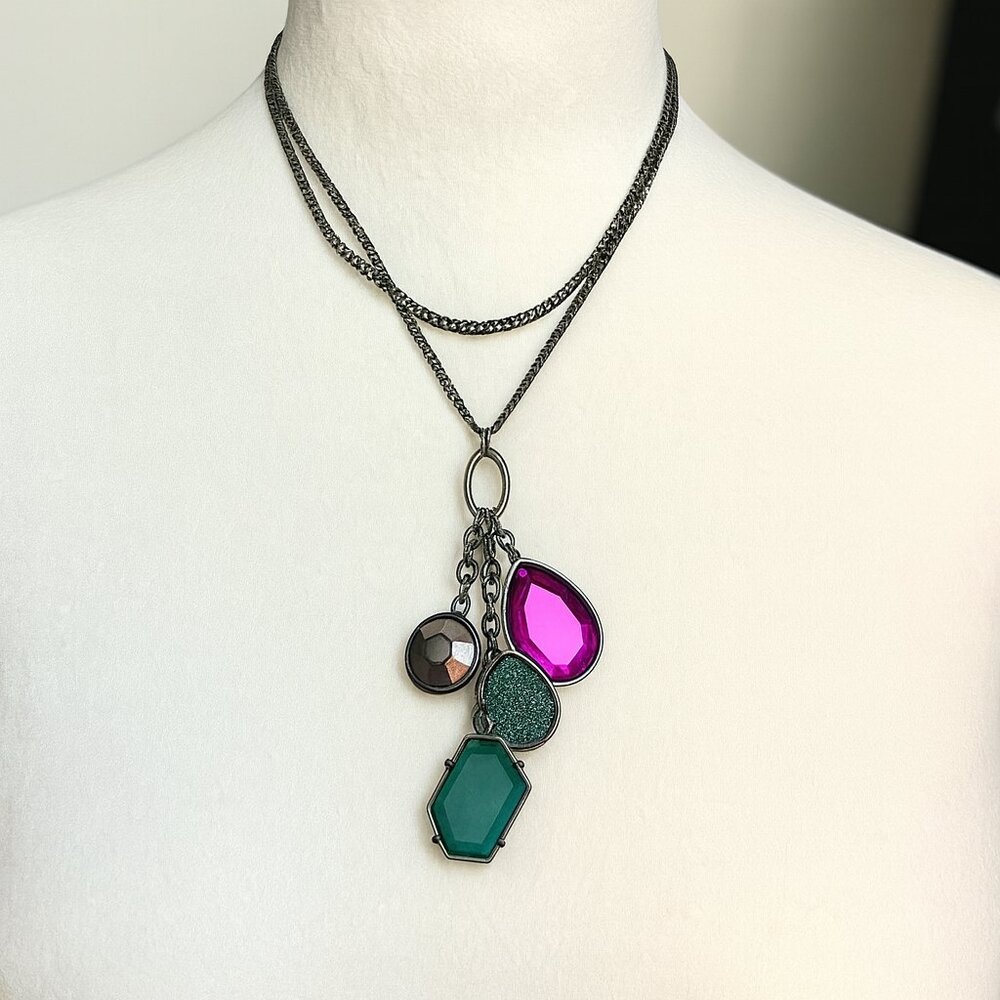 Black Steel & Rhinestones Necklace